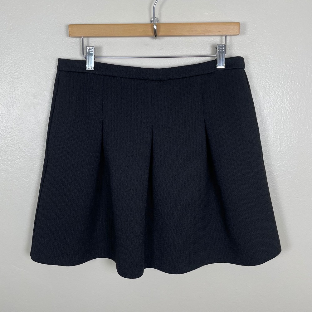 Madewell Women's 10 A-Line Mini Skirt Navy Blue Pleated Waffle‎ Knit E6436